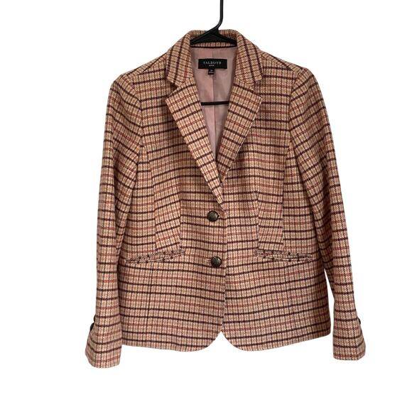 Talbots Wool Blend Plaid Preppy Classic Blazer Size 4 Petites - Picture 1 of 14